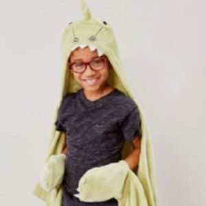 Dinosaur Hooded Throw Blanket Green